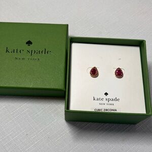Kate Spade red cubic zirconia teardrop earrings. New. Box included